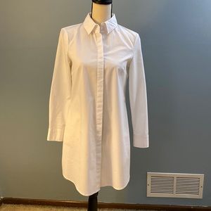 Cupio long white Oxford style white button down shirt dress tunic EUC